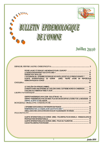 Bulletin épidémiologique du mois de Juillet 2010