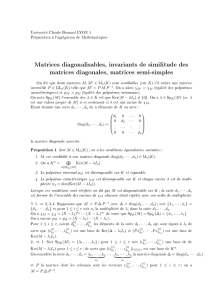 Matrices diagonalisables, invariants de similitude des matrices