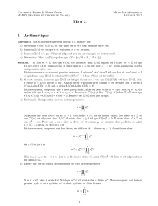 TD n 2. 1 Arithmétique - IMJ-PRG