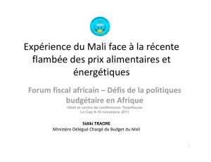 Expérience du Mali face à la récente p flambée des prix