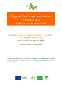 L`Agence BIO au Salon International de l`Agriculture 2017 Pavillon 4