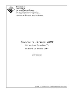 Concours Fermat 2007