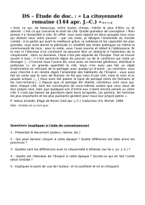 DS – Étude de doc. : « La citoyenneté romaine (144 apr. J.