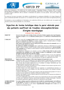 In  ection de toxine botulique dans la paroi vésicale pour - sifud-pp