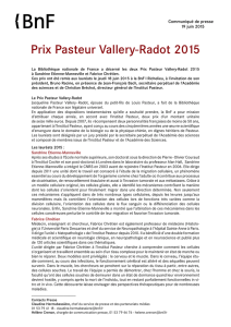 Prix Pasteur Vallery-Radot 2015 - Bibliothèque nationale de France