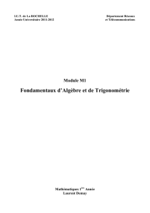 Fondamentaux d`Algèbre et de Trigonométrie
