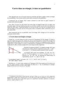 Carrés dans un triangle, et dans un quadrilatère