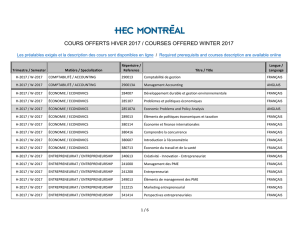 COURS OFFERTS HIVER 2017 / COURSES OFFERED WINTER 2017
