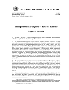 Transplantation d`organes et de tissus humains