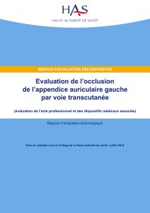 Rapport Occlusion transcutanée AAG