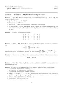 Feuille 1 – Révisions - Algèbre linéaire et polynômes
