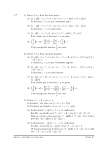 1.7 1) Soient f et g deux fonctions paires. (a) (f + g)(-x) = f(-x) + g(