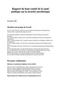 Rapport du haut comité de la santé publique sur la sécurité