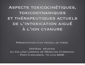 Aspects toxicocinétiques, toxicodynamiques et