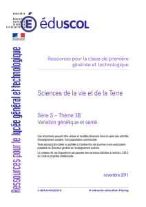 Variation génétique et santé - Ministère de l`éducation nationale