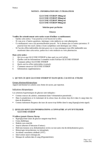 Notice NOTICE : INFORMATION DE L`UTILISATEUR GLUCOSE