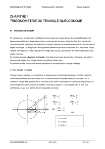 Trigonométrie du triangle quelconque