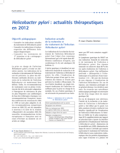 Helicobacter pylori : actualités thérapeutiques en 2012