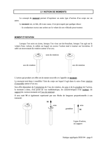 Statique appliquée DEH 04 - page 8 2.1 NOTION DE MOMENTS Le