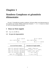Chapitre 1 Nombres Complexes et géométrie élémentaire