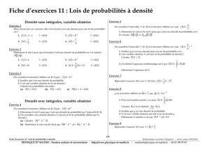 Fiche d`exercices 11 : Lois de probabilités à densité