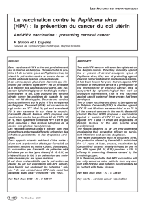 La vaccination contre le Papilloma virus (HPV) : la prévention du