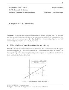Chapitre VII : Dérivation 1 Dérivabilité d`une fonction en un réel x0