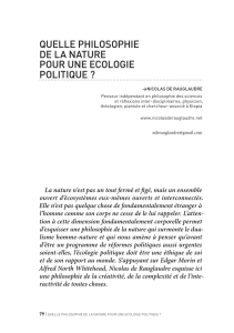 quelle philosophie de la nature pour une ecologie politique