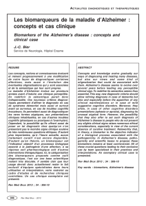 Les biomarqueurs de la maladie d`Alzheimer : concepts et