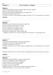 Chapitre 4 : TP sur GeoGebra : Triangles Partie A : Partie B : Partie