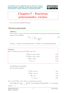 Fonctions polynomiales, racines