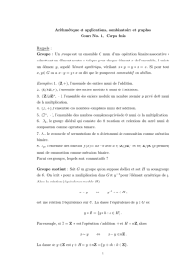 Arithmétique et applications, combinatoire et graphes Cours No. 1