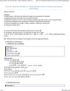 (le\347on 38 d`Oral 1 du Capes de maths : relations m\351triques, re...)