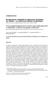 Du glaucome congénital au glaucome chronique de l`adulte : un