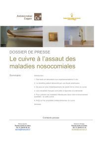 Le cuivre à l`assaut des maladies nosocomiales
