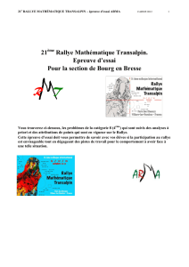 21 Rallye Mathématique Transalpin. Epreuve d`essai Pour la section
