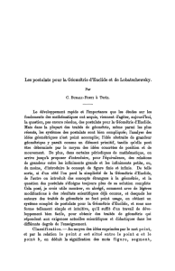 Les postulats pour la Géométrie cTEuclide et de Lobatschewsky.