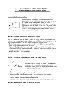 TD: Référentiel non galiléen : Forces d`inerties Relation