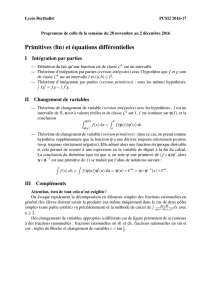 Primitives (fin) et équations différentielles