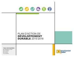 Plan d`action de développement durable 2015-2018