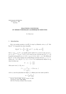 FRACTIONS CONTINUES ET SÉRIES FORMELLES