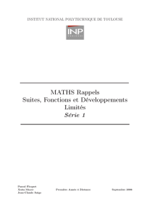 MATHS Rappels Suites, Fonctions et Développements Limités Série 1