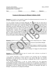 Examen de Rattrapage de Biologie Cellulaire (1h30)