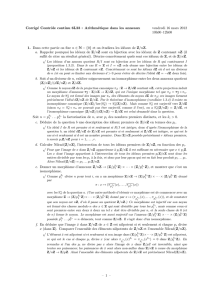 Corrigé Contrôle continu 6L23 : Arithmétique dans les anneaux