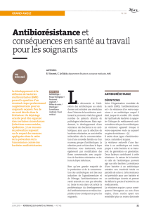 Antibiorésistance et conséquences en santé au travail pour les