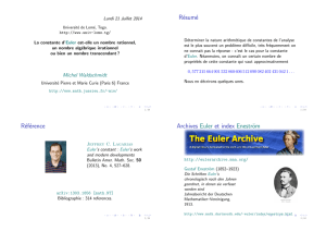 Résumé Référence Archives Euler et index Eneström - IMJ-PRG