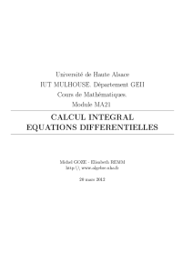 CALCUL INTEGRAL EQUATIONS DIFFERENTIELLES