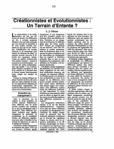 Créationnistes et Evolutionnistes : Un Terrain d`Entente ?