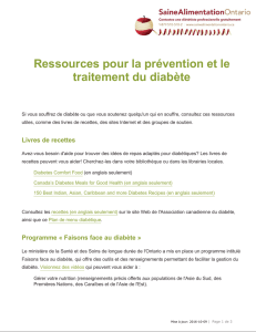 Ressources pour la prévention et le traitement du diabète