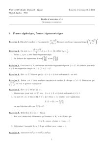 1 Forme algébrique, forme trigonométrique